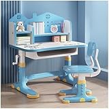 SINBINTA Kinder-Schreibtisch- und Stuhl-Set, höhenverstellbar, Kinderstudiertisch mit Schublade, Bücherregal, Kindersitztisch für Jungen, Mädchen, Schule, Zuhause, Arbeitszimmer (Space Blue)