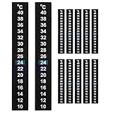 DOITOOL 12 Stück Selbstklebende Thermometerstreifen Flüssigkristall Temperaturmessaufkleber 10–40 °C für Aquarium Terrarien Gärbehälter und Gewächshaus