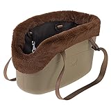 Ferplast Hundetragetasche für kleine Hunde und Katzen with-ME, Transporttasche für Haustiere, Hundetasche, verstellbare Trageriemen, Sicherheitsgurt inklusive, 21,5 x 43,5 x h 27 cm Taupe