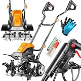 MASKO® Motorhacke elektrisch | Gartenfräse 1500 Watt 45cm Breite 20cm Tiefe | Bodenhacke Ackerfräse Kultivator | Elektro Hacke | klappbarer Handgriff Metallgehäuse | Transporträder & Zubehör | orange