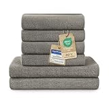 Blumtal Premium Frottier Handtücher Set 4 teilig 100% Baumwolle - Oeko-TEX zertifiziertes Badetuch 2X (70x140 cm) + Towel 4X (50x100 cm) - Ultra saugstarkes Frottiertücher Set - Handtücher Grau