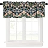 Yearn Jear William Morris Küchen-Vorhang, Querbehang, Retro-Blumen-Erdbeerdieb, Blumendruck, kleine Fensterbehandlungen für Küche, Wohnzimmer, Badezimmer, Café-Dekoration, 137,2 x 45,7 cm, 1 Vorhang