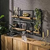 RINGO-Living Wandregal mit Ablage 5er Set - Vintage Holz Regale für Bilder, Pflanzen & Deko - Schweberegal Set aus Massivholz/Echtholz - Organizer für Schlafzimmer, Flur, Wohnzimmer& Kinderzimmer