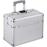 tectake® Pilotenkoffer 47x39x25 cm Handgepäck Businesskoffer Aktenkoffer Koffer Trolley Silber mit Rollen