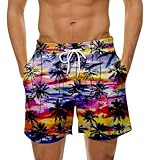 Herren-Badehose, schnelltrocknend, Strand-Shorts, Sport-Lauf-Shorts, Sommer, gerades Bein, Badeanzug, Kordelzug, elastische Taille, Surfen, Boardshorts, hot pink, S