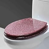 WC-Sitz aus Kunstharz, glitzernd, WC-Sitze für Badezimmer, Toilettensitz, verdickt, einfach zu bedienen, Schnellverschluss, leicht zu reinigen, abnehmbar, viele Farben, für Familienbadezimmer