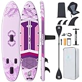 ZLX aufblasbares Stand Up Paddle Board mit SUP Board Sitz für Erwachsene Jugend, 11'6 x 35 Super Wide SUP mit patentierter Balance Flosse, rutschfestes Deck, Tragetasche für einstellbares Paddel