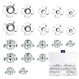 KBNIAN 100 Stück Einschlagmuttern mit 4 Einschlagspitzen Vier-Prong Einschlagmuttern M3 M4 M5 M6 M8 Gewindemutter Eisenverzinkte Einschlagmuttern zur Befestigung für Möbel, Holzbearbeitung