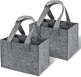 Jognee 2 Stück Flaschentasche, Flaschenträger 6 Flaschen, Flaschentasche 6 Flaschen, Männerhandtasche aus Filz, Filztasche Weinflasche Tasche, Flaschenkorb
