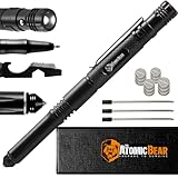 MTP-6 Taktischer Kugelschreiber - Multifunktions Kugelschreiber mit Licht - Kubotan Tactical Pen für Männer & Frauen mit Glasbrecher + LED-Taschenlampe + Flaschenöffner + 3 Tintenminen + 12 Batterien