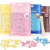 Hartwachsbohnen zur Haarentfernung, 400g Wachsperlen mit 10 Holzspatel Enthaarung für Ganzkörper Enthaarung, Heißwachs, Brazilian Waxing, Beine, Gesicht und Arme