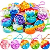 JOYIN 30 Stück(Rund) Mitgebsel Kindergeburtstag Mini-Fidget-Spielzeug, Partygeschenke für Kinder von 4–8, Popit Keychain für Kinder Jungen Mädchen Pop-Schlüsselanhänger