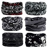 6 Stück Nahtlose Bandanas Multifunktionstuch Schal - Elastiche Multifunktion Stirnband Gaiter Balaclava Gesichtsmaske Kopfbedeckung UV Residenz für Yoga Laufen Wandern Radfahren Motorradfahren