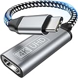 USB C auf HDMI Adapter - Type C zu HDMI 4K Adapter Kompatibel mit Thunderbolt 3/4,Video Audio Ausgang für iPhone 16Pro/16Pro Max/16,MacBook Pro/Air,Pixelbook,Surface Pro,iPadPro/Air,XPS,Galaxy S/Note