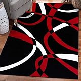 KeletiRug Teppich Wohnzimmer Waschbar 150 x 180 cm mit Anti Rutsch Unterseite, für Schlafzimmer, Küche, Jugendzimmer und Esszimmer Moderne Geometrische Linien Schwarz