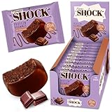 FitnesSHOCK Protein Brownie Snack ohne Zusatz von Zucker, Kekse mit 15% Eiweiß, Dunkle Schokolade, sättigende Ballaststoffe, low carb, weiche Konsistenz, 10 Stück х 50g - Schokolade Geschmack