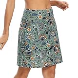 M MOTEEPI Tennisrock Damen 20'' Knielang Rock Mit Hose Drunter Damen Hohe Taille Hosenrock Skort Skirt for Women Golfrock Sportrock Midi Rock Damen Sommer Mit Taschen Innenshorts Gypsophila M