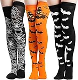 WEITAPYT 3 Paare Halloween Lange Socken, Halloween Socken, Halloweens Strümpfe Kinder, Halloweens Strümpfe Damen, Geeignet für Hallo-Ween Cosplay-Partykostüme