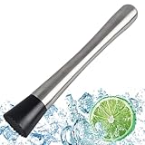 25cm Edelstahl Stößel Cocktail, Ice Crusher, Cocktail Zubehör, Cocktail Stößel für Cocktail, Limettenpresse Barstößel Stampfer, Cocktail Stössel Zum Debuggen Köstlicher Cocktails,Getränke Und Säfte