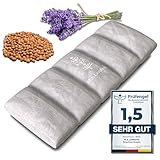 M.S.Lemberg® Großes Kirschkernkissen mit Lavendelduft (50x20cm, 800g) - Abnehmbarer Bezug aus 100% Baumwolle - 5-Kammern Körnerkissen Mikrowelle - Wärmekissen für Nacken, Schulter & Rücken