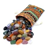 Edelstein Set | Bunter Mix an natürlichen Trommelsteinen | Mischung aus echten Edelsteinen | Praktisch im bunten Stoffbeutel