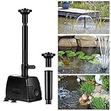 YAOBLUESEA 800L/h 16W Garten Springbrunnenpumpe Teichpumpe Wasserspielpumpe Bachlaufpumpe Wasserpumpe Fontäne