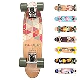 meteor Holz Skateboard Kinder - Mini Cruiser Kickboard - Skateboard mädchen Rollen Board - hohe Qualität Old School Skateboards Holz Deck - Retro Skateboard Jungen