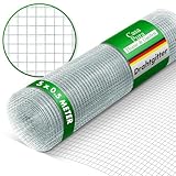 Drahtgitter feinmaschig - Maschenweite 6,3 mm - verzinkt - 50cm Höhe x 5m Länge - Rolle extra lang - Metallgitter als Volierendraht, Kaninchendraht, Wühlmausgitter für Hochbeet im Garten