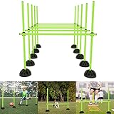 YRHome Sprungstangen-Set Trainingsstangen für Agility konditionelles Koordinationshürden Training 15 Stangen - 100 cm, 10er Standfüße und 10 Clips Grün