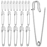 Deudy 20 Stück 3 Größen Extragroß Sicherheitsnadel Sicherheitsnadeln Set, Metall Sicherheitsnadeln verschiedenen größen für handarbeiten, Kleidung kunsthandwerk, schmuck und DIY Handwerk(50/75/100mm)