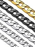 Suplight Kette Herren Edelstahl Panzerkette 9mm Cuban Link Chain 46cm lang Halskette Silber Kette für Damen Jungen Kinder Rapper Klassische Gliederkette Ersatzkette Accessoire Unisex Modeschmuck
