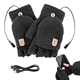 Beheizte Jagdhandschuhe – Warmhaltehandschuhe für kaltes Wetter – USB-beheizte Outdoor-Fäustlinge 5 V für Spaziergänge mit dem Hund, Arbeit, Outdoor-Aktivitäten, Motorradfahrer, Lieferfahrer