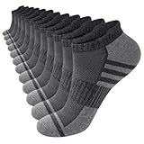 Stoeury Sneaker Socken Damen 35-38, 6 Paar Atmungsaktive kurze Sportsocken Laufsocken, Anti Schweiß Gepolsterte Baumwolle Sneakersocken, Grau