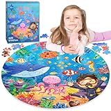 Bodenpuzzle für Kinder ab 3-8 Jahre, Unterwasserwelt Kinderpuzzle, 71 Teile Puzzle für Kinder ab 3 Jahren, Große Rundes Puzzle, Puzzle Geschenke für 3+ Jahre Jungen Mädchen