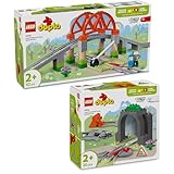 Lego DUPLO Eisenbahn Erweiterung 2er-Set - Lego DUPLO Eisenbahn Zubehör Set mit Lego DUPLO Eisenbahnbrücke & Tunnel (10425 & 10426), Lego DUPLO Schienen Erweiterung, Lego DUPLO ab 2 Jahre Eisenbahn