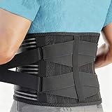 LLIDDAMES Rückenstützgürtel LWS Bandage für Damen & Herren Verstellbarer LWS Stützgürtel mit Doppelzug & 6 gebogenen Stahlstreben Atmungsaktiver Rückengurt für Rückenschmerzen Sport Schutz(black,L)