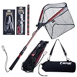 Goture Angelkescher Teleskopisch mit Schwimmfähigem NBR-Design, Klappbarer Unterfangkescher mit Gummibeschichtetem PVC-Netz, Gumminetz, Faltbares, Einziehbares 42.5-112cm für Forelle Barsch Hecht