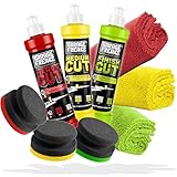 Garage Freaks Handpolitur Set Premiumpaket: Heavy Cut 250ml + Medium Cut 250ml + Finish Cut 250ml + 3x Polierschwamm + 3x Mikrofaser Poliertücher 40x40cm 550GSM - Für eine optimale Auto Politur