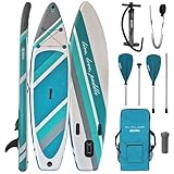 ALPIDEX Stand Up Paddle Set SUP 320 x 76 x 15 cm max. belastbar bis 200 kg Aufblasbar Stabil Leicht Komplett Set Tragetasche Paddel Finnen Luftpumpe Leash Repair Kit, Farbe:Earth