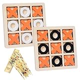 Laralily 2 Sätze Tik Tak Toe Mikado Spiel Klassichen Spielen Aus Holz mit 1 Mikado Spiel Ausgewähltes Hochwertiges Holz Exquisite Details,Puzzle-Kampfspiele geeignet für Familientreffen Camping.
