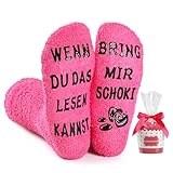 BISOUSOX Geschenk für Frauen Mama Oma Lustige Socken Damen Muttertagsgeschenke WENN DU DAS LESEN KANNST BRING MIR SCHOKI Socken 36-40 Komfortabel Stoppersocken Geburtstagsgeschenk für Frauen Mutter