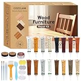 COZCLAM Laminat Reparaturset, 16 Farben Holzspachtel mit Holzkitt und Bienenwachs, Möbel Parkett Reparaturset zur Restaurierung von Holzmöbeln – Verfärbungen, Kratzer, Risse von Holztischen, Böden
