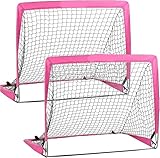 Set mit 2 zusammenklappbaren Mini-Fußballtornetzen for den Innenbereich, Fußballpfostenrahmen, Pop-Up-Kindersportspielzeug for Hinterhof-Indoor-Outdoor-Teamspiele Für Park(Pink)