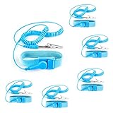 6 Pcs Antistatische Armbänder ESD Armband，Erdung Armband mit Erdungskabel und Krokodilklemme，ESD Schutz Armband verhindert Aufbau von statischer Elektrizität，für Elektronischen Geräten PC Telefonen