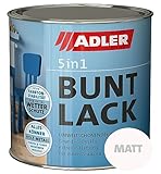 ADLER 5in1 Buntlack für Innen und Außen - 125ml- Wetterfester Lack und Grundierung für Holz, Metall & Kunststoff RAL7035 Lichtgrau