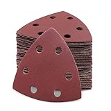 VIBRATITE 60 Stück Blatt Klett Schleifdreiecke für Deltaschleifer - 93 x 93 x 93 mm - Dreieck Schleifblatt Set für Deltaschleifer (Körnung 40/80/120/180/240/320, 6 Löcher)