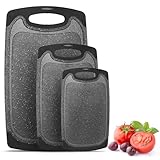 Schneidebrett Kunststoff (3er Set), Cutting Board 40 x 24 cm / 31 x 20 cm / 25 x 15 cm, Schneidebretter BPA frei, Spülmaschinenfest Küchenbretter, Brotbretter und Servierbretter