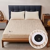 Allyouland Beheizte Matratzenauflage, Doppelbettgröße, elektrische Matratzenauflage, 96 x 190 + 38 cm, 6 Heizstufen, verstellbar, 1–10 Stunden, automatische Abschaltung, ETL-zertifiziert, schneller