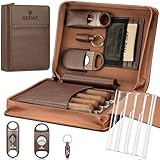 KEJIAR Zigarren-Humidor-Etui, tragbare Zigarren-Box mit Zigarren-V-Cutter, gerader Zigarrenschneider, Zigarrenpunsch, Zigarren-Luftbefeuchter-Packs, Reise-Humidor und Zigarrenzubehör, Geschenkset