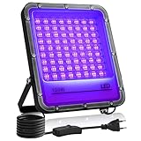 1 Stück 100W UV Schwarzlicht Blacklight IP66 Wasserdichte Schwarzlicht Led Strahler, UV Partylicht Schwarzlichtlampe für Glow Party, Halloween Deko, Disco, Bühnenbeleuchtung